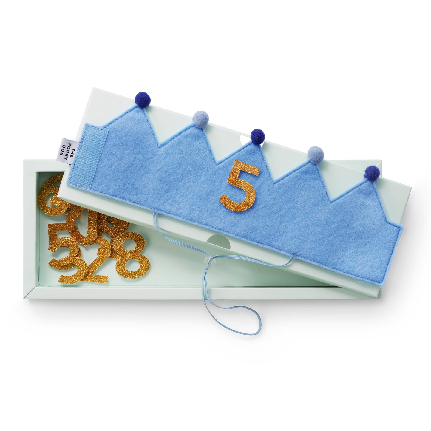 Light Blue Dog Birthday Crown + Numbers Set