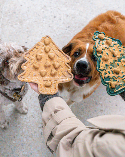 Juego de tapete y espátula para lamer con forma de árbol de galletas