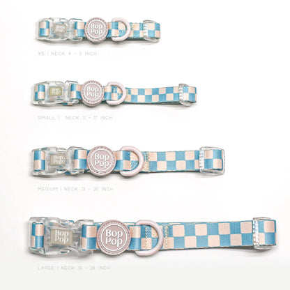 Checkerboard Dog Collar in Slate Blue