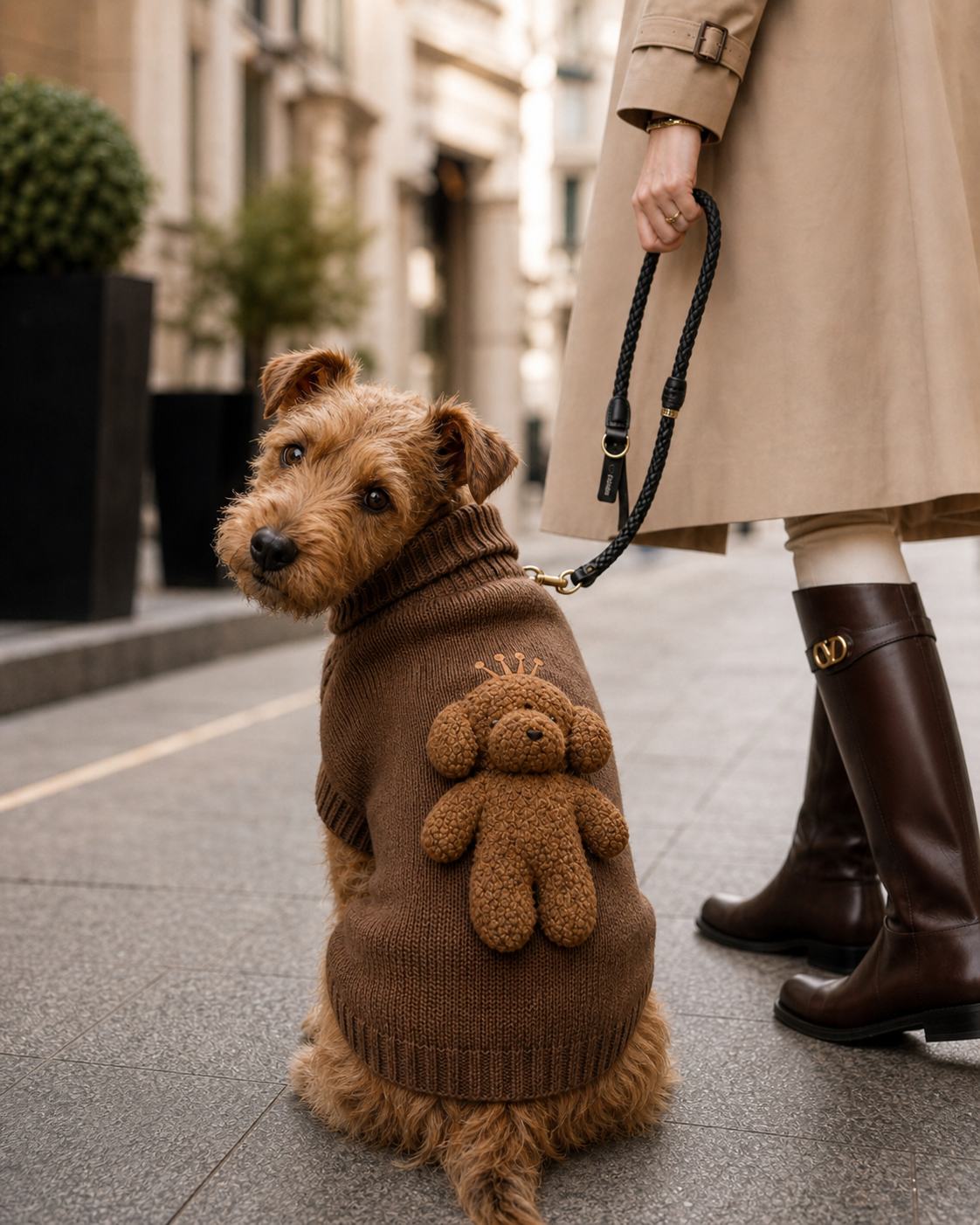 Brown Knit Teddy Sweater
