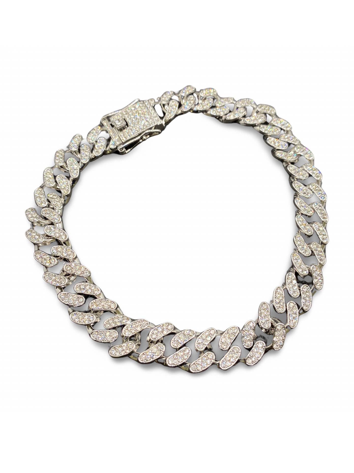 Silver Diamond Cuban Dog Collar