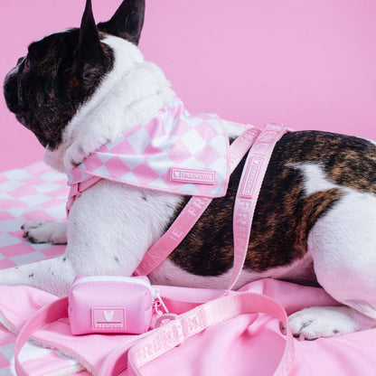 Bandana refrescante Frenchie - Cuadros de color rosa chicle