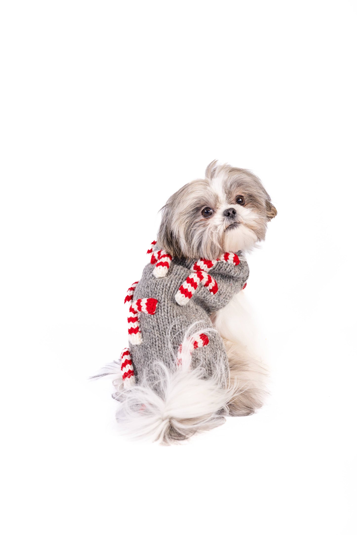Candy Cane Knit Dog Sweater