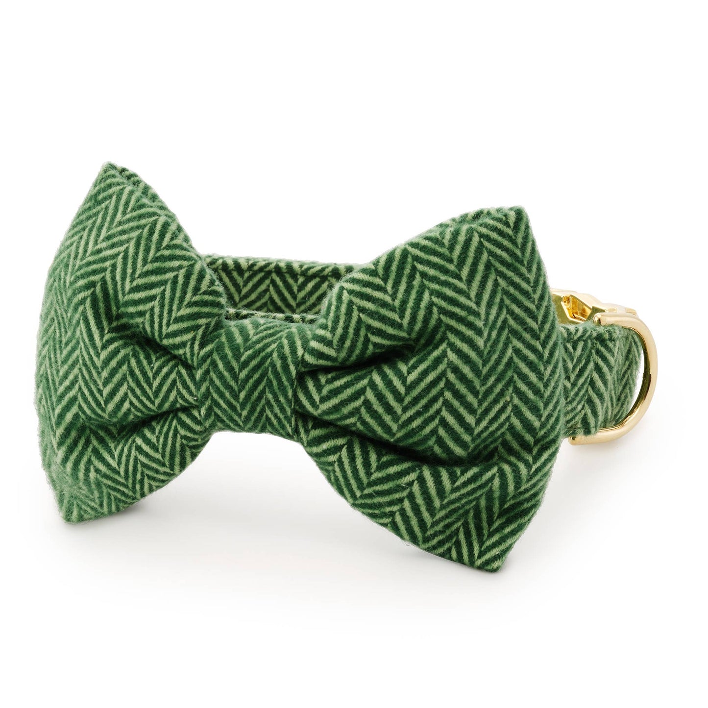 Green Herringbone Flannel Holiday Dog Bow Tie