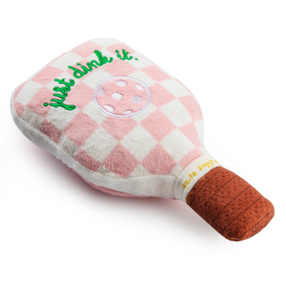 Pala de pickleball con cuadros rosas de Haute Diggity Dog