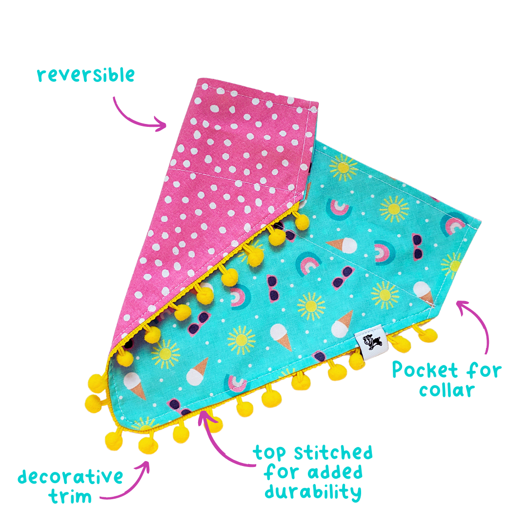 Bandana reversible para collar de perro Love Trolls