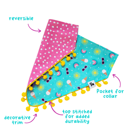 Bandana reversible para collar de perro Love Trolls