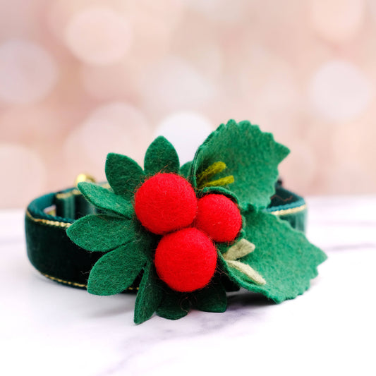 Holly Holiday Dog Collar Accessory