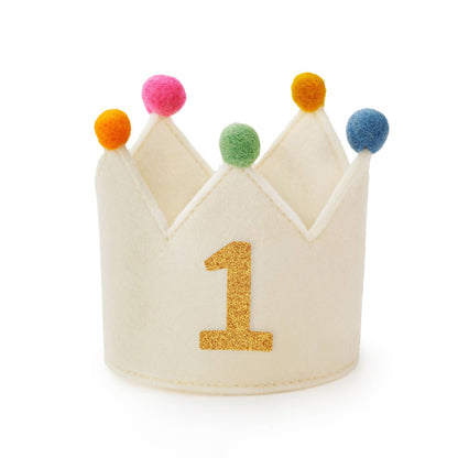 Ivory Dog Dog Birthday Crown + Numbers Set