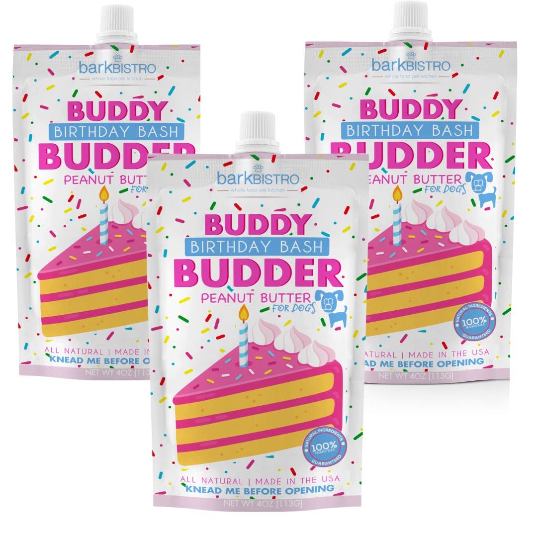 Squeeze Packs Birthday Bash Budder Dog Peanut Butter - 4oz