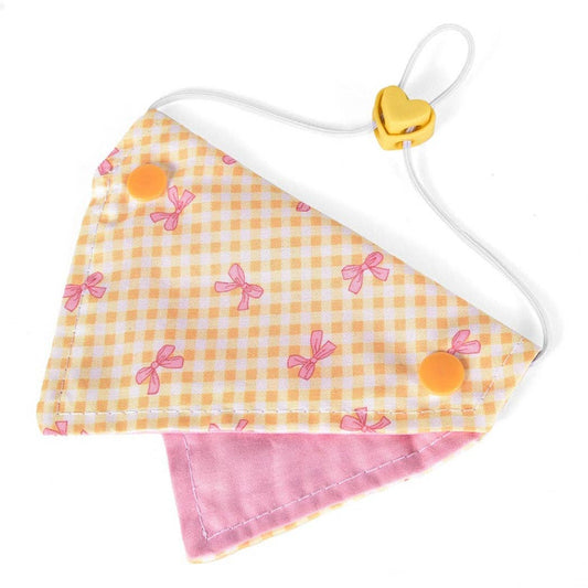 Yellow Gingham and Bow Print Pet Bandana Collar