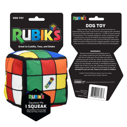 Rubik's Cube Plush Dog Toy 4"
