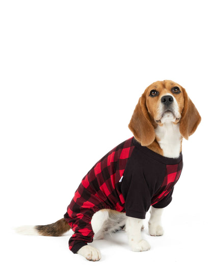 Dog Cotton Black & Red Plaid Pajamas