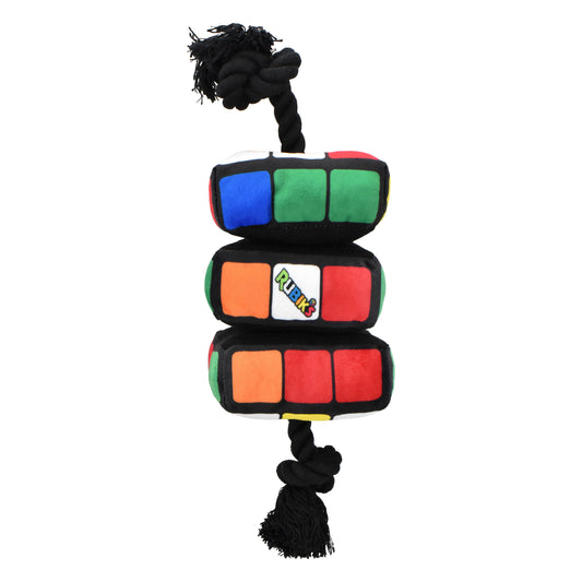 Rubik's Cube Plush Dog Toy w/ Rope 4"