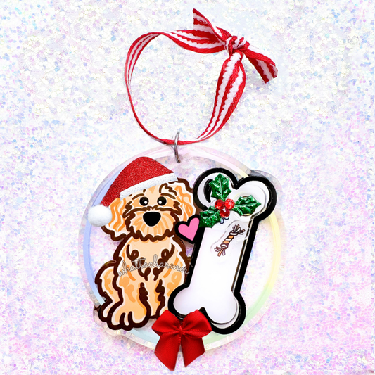 Goldendoodle Christmas Ornament, Apricot