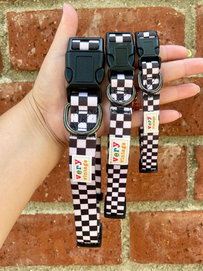 Black & Cream Checkered Eco-Friendly Dog Collar