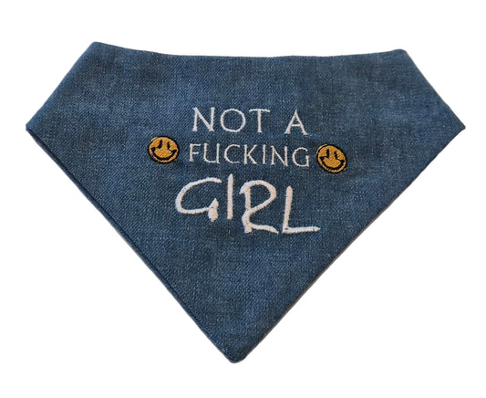 Not a Girl Denim Dog Bandana