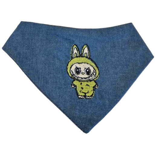 Labubu Denim Dog Bandana Green