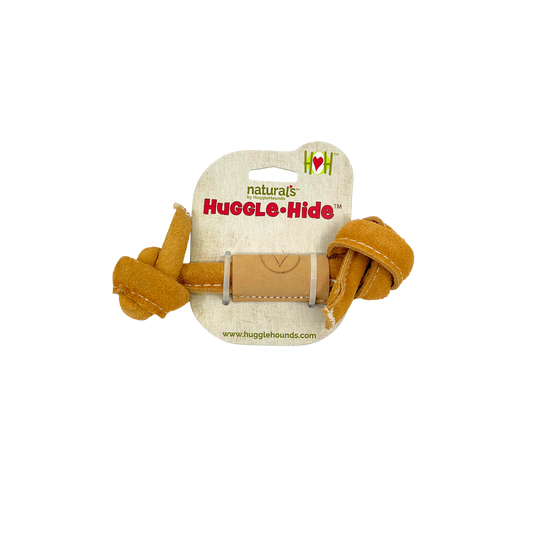 Huggle-Hide® Natural Leather Bone Dog Toy