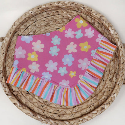 Pink Summer Flower with Ruffle Trims Dog Bandana