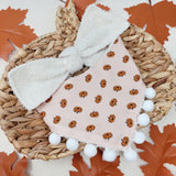 Pink Happy Pumpkins Dog Bandana With Pom Pom Trim