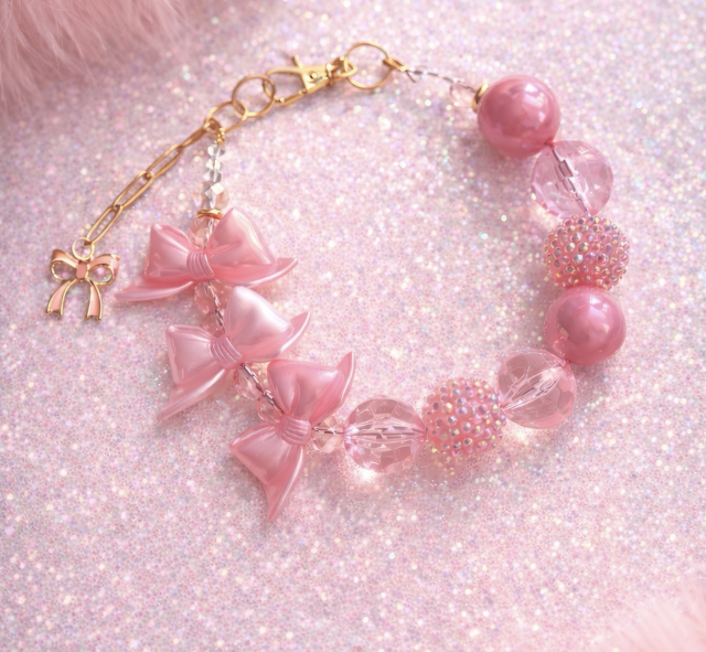 Pink Parfait Bow Necklace