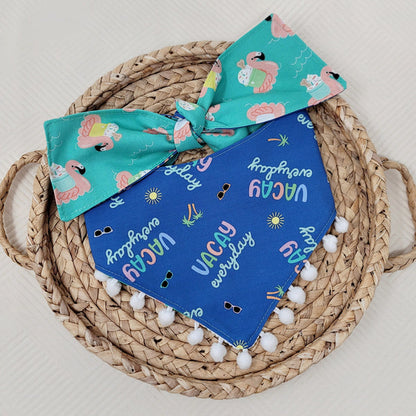 Vacay Everyday Dog Bandana With Poms