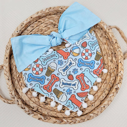 American Summer Pool Pawty Dog Bandana With Poms