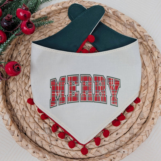Merry with Pom Poms Dog Bandana