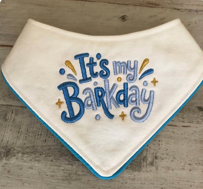Its My BarkDay Blue with Piping Trim Dog Bandana