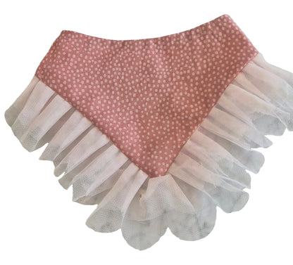 Conversation Hearts with Pink Tulle Valentine's Dog Bandana