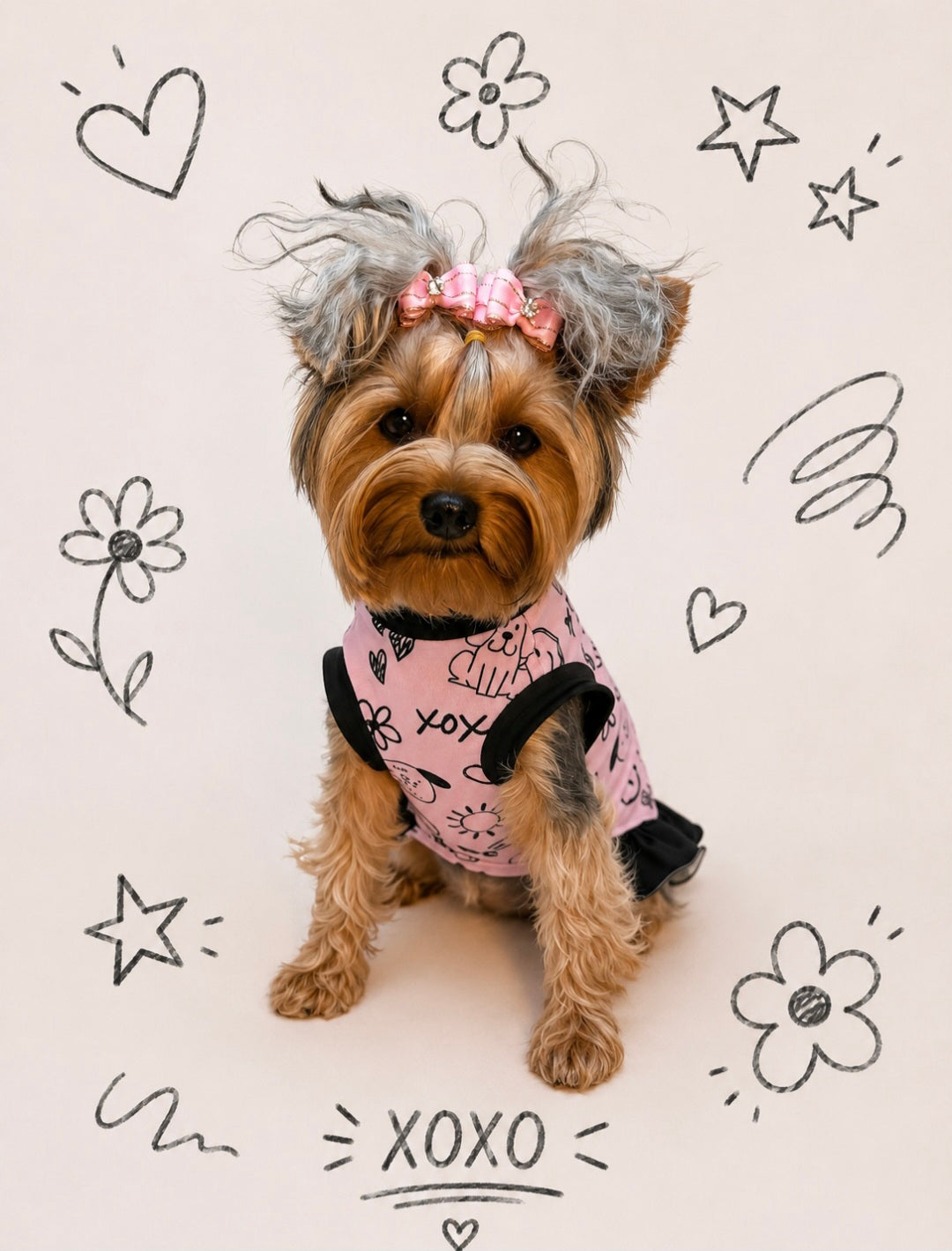 Doodly Doo Chalk Pastel Pink Dog Cooling Dress