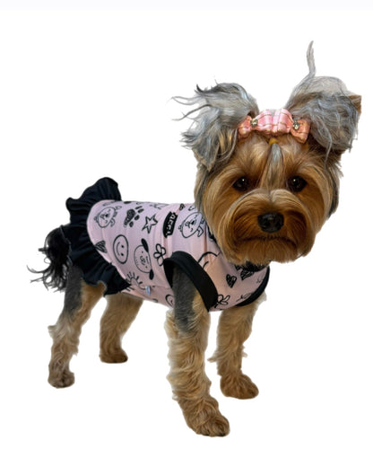 Doodly Doo Chalk Pastel Pink Dog Cooling Dress