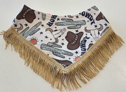 Desert Howdy with Fringe Trim Reversible Dog Bandana