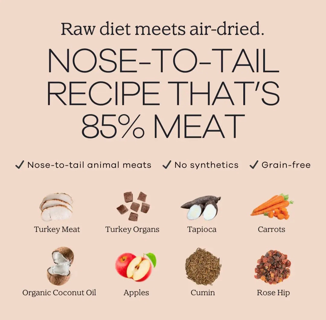 Alimento para perros secado al aire Perfect Superfood: pavo bajo en grasa / bolsa completa (7 libras)