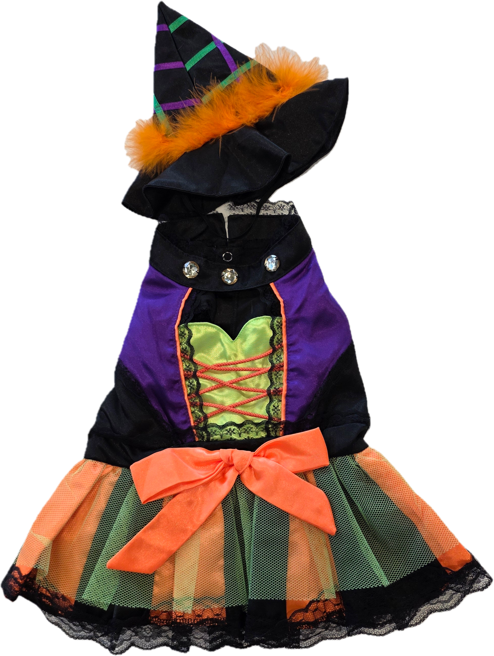 Sombrero de bruja naranja y negro para Halloween