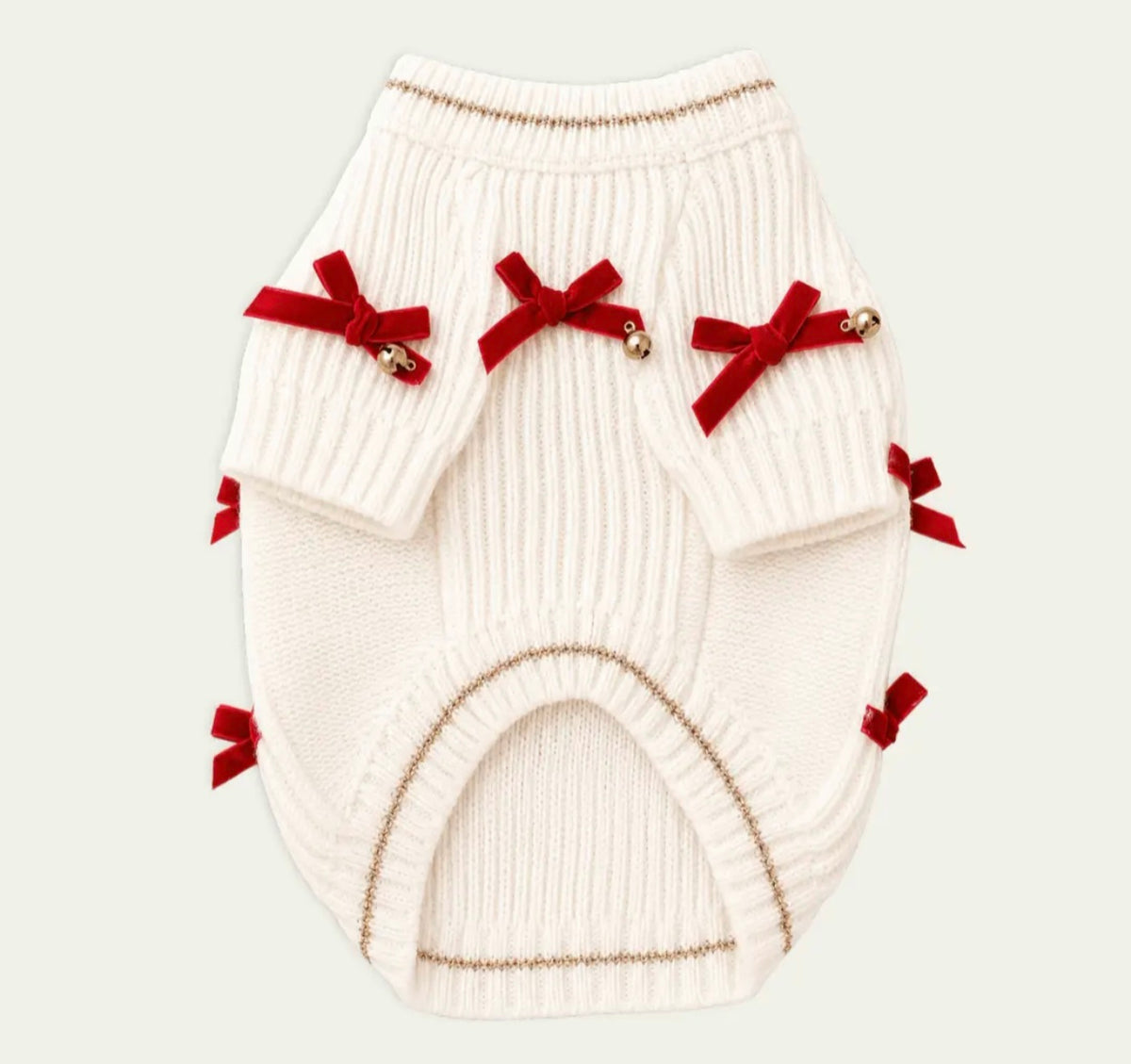 Red Ribbon Jingle Bells Dog Sweater