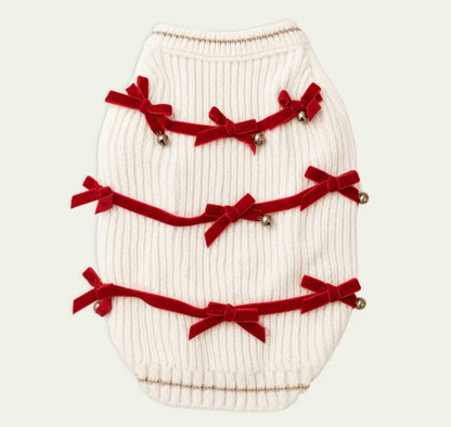 Red Ribbon Jingle Bells Dog Sweater