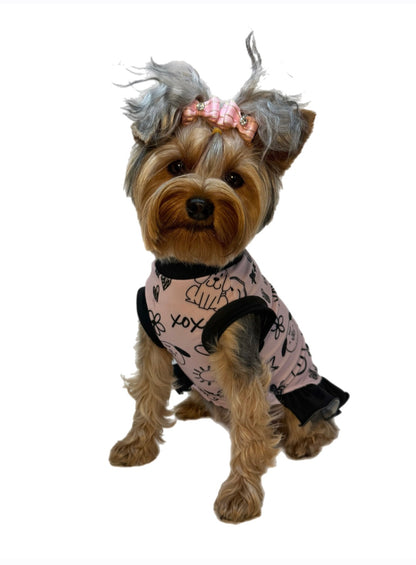 Doodly Doo Chalk Pastel Pink Dog Cooling Dress