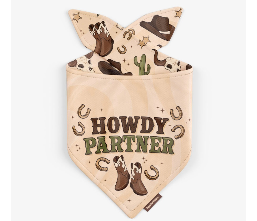 Howdy Partner Cowboy Reversible Dog Bandana