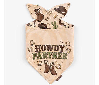 Howdy Partner Cowboy Reversible Dog Bandana