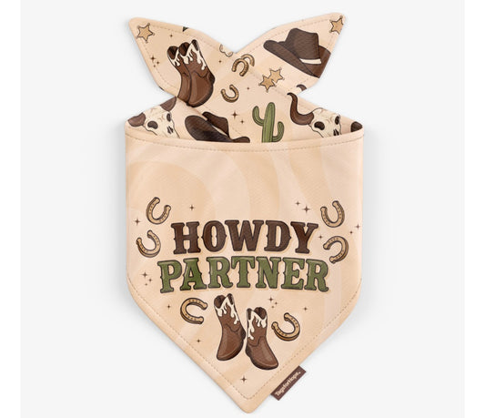 Howdy Partner Cowboy Reversible Dog Bandana