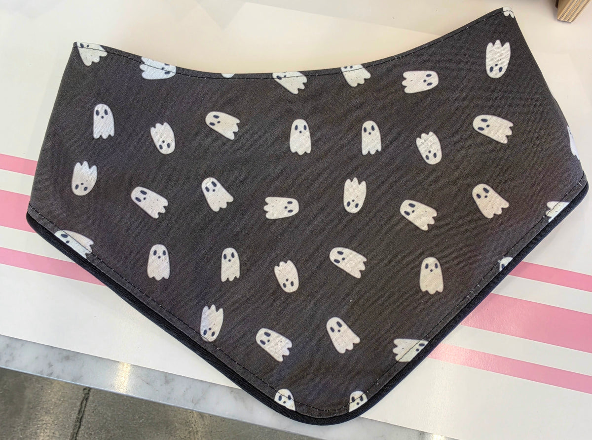Spooky Ghost Reversible Dog Bandana No Trim