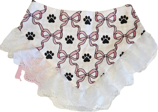 Pink Bows and Paws Reversible Dog Bandana