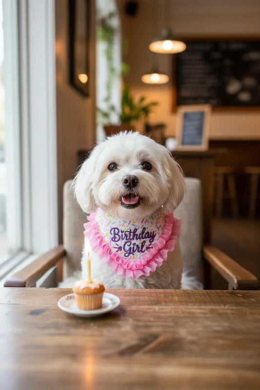 Birthday Girl with Trim Dog Bandana