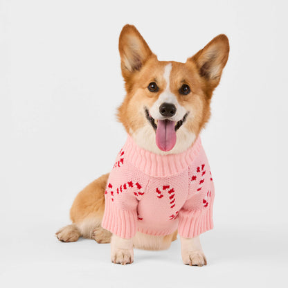 Pink Candy Canes Dog Sweater