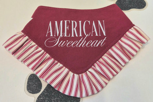 American Sweetheart with Ruffle Dog Bandana