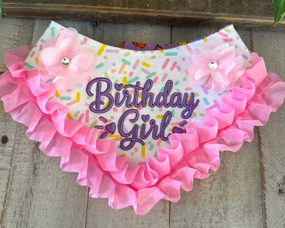 Birthday Girl with Trim Dog Bandana
