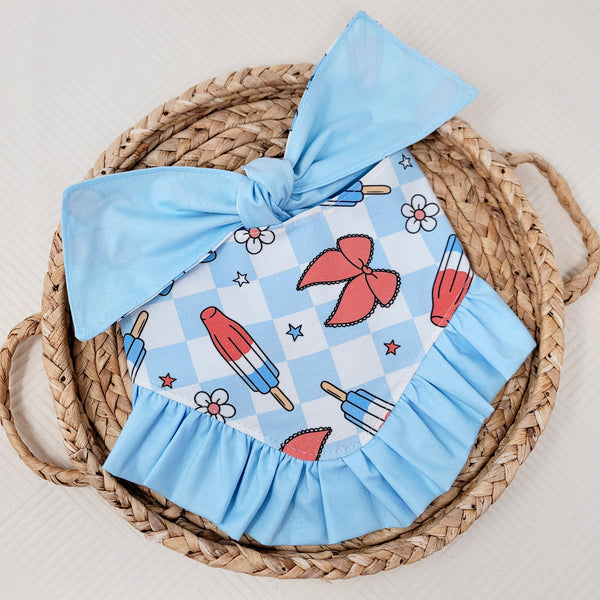 American Pupsicles and Bows Dog Bandana With Ruffles