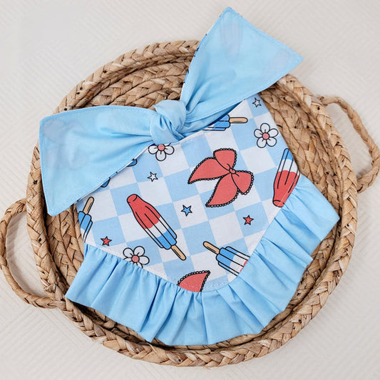 American Pupsicles and Bows Dog Bandana With Ruffles